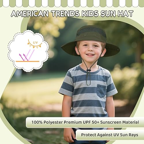 Miniatura 3 de Sombrero de sol para niños al aire libre UPF 50+ sombreros de sol de ala ancha para niños, sombrero de pesca, sombrero de pesca de 5 a 12 años
