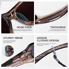 RIVBOS Polarized Sunglasses UV400 Protection for Men\'s and Women\'s Fishing, Cycling, and Outdoor Activities RB832-1 Tortoiseshell Ice Blue Lens