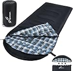 Sac de couchage, Sportneer Sacs de couchage pour adultes 33.5" Large 3-4 Saison Camping Sac de couchage XL Cool Cold Weather Flannel Sacs de couchage avec capot amovible pour le camping en voiture de plein air