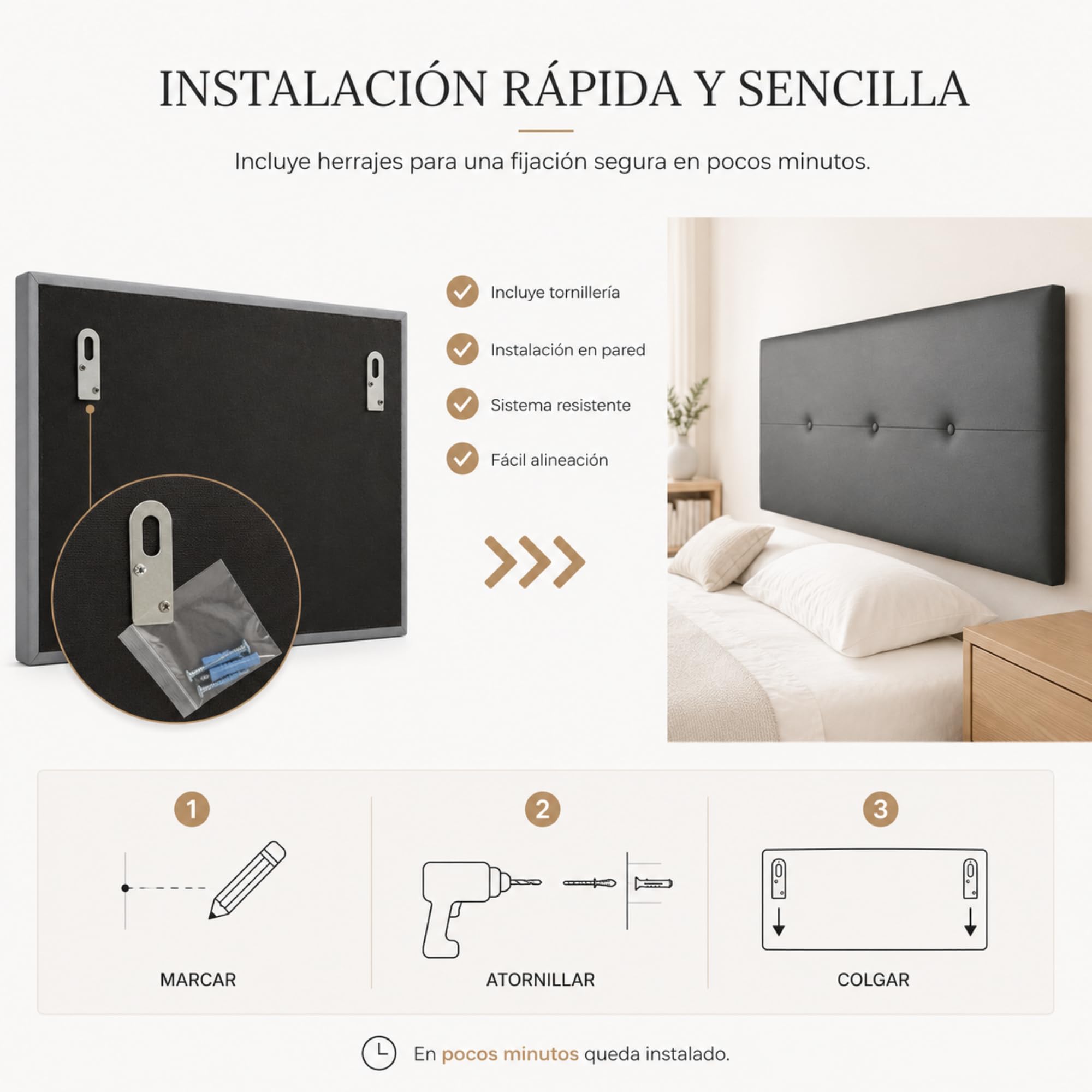 FISIO Dreams Cabecero Polipiel Caribe 4 para Cama 90, 105, 135, 150, 160, 180 y 200 cm | Cabezal Tapizado Moderno y Acolchado | Fabricado en España