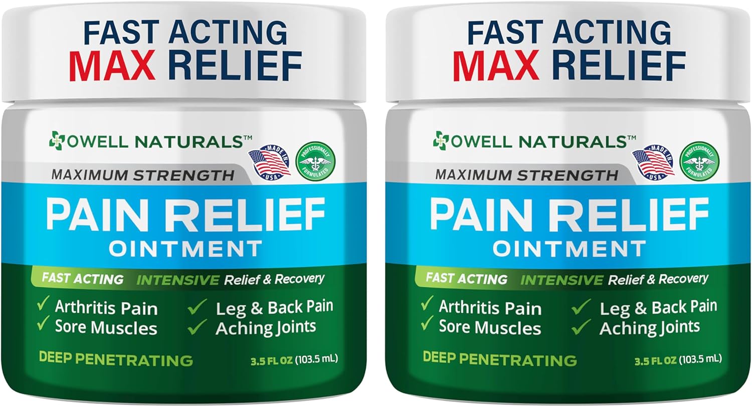 Owell Naturals Arthritis Pain Relief Ointment with Arnica & MSM – Deep Penetrating Joint & Muscle Therapy for Knee, Back, Sore Muscles, Legs, 3.5 oz (2 Pack)