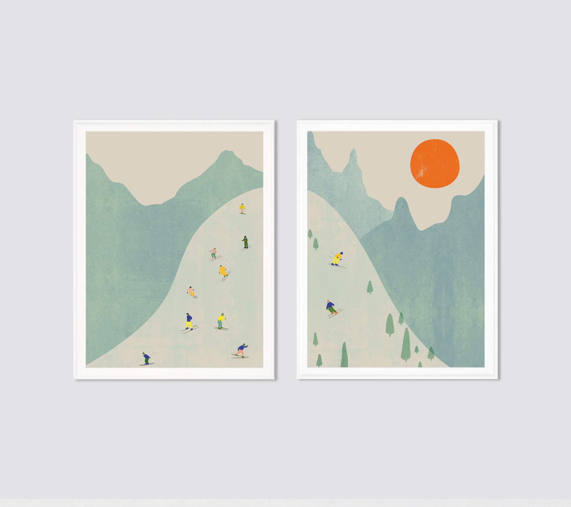 Ski diptych - Giclée art print by FLATOWL