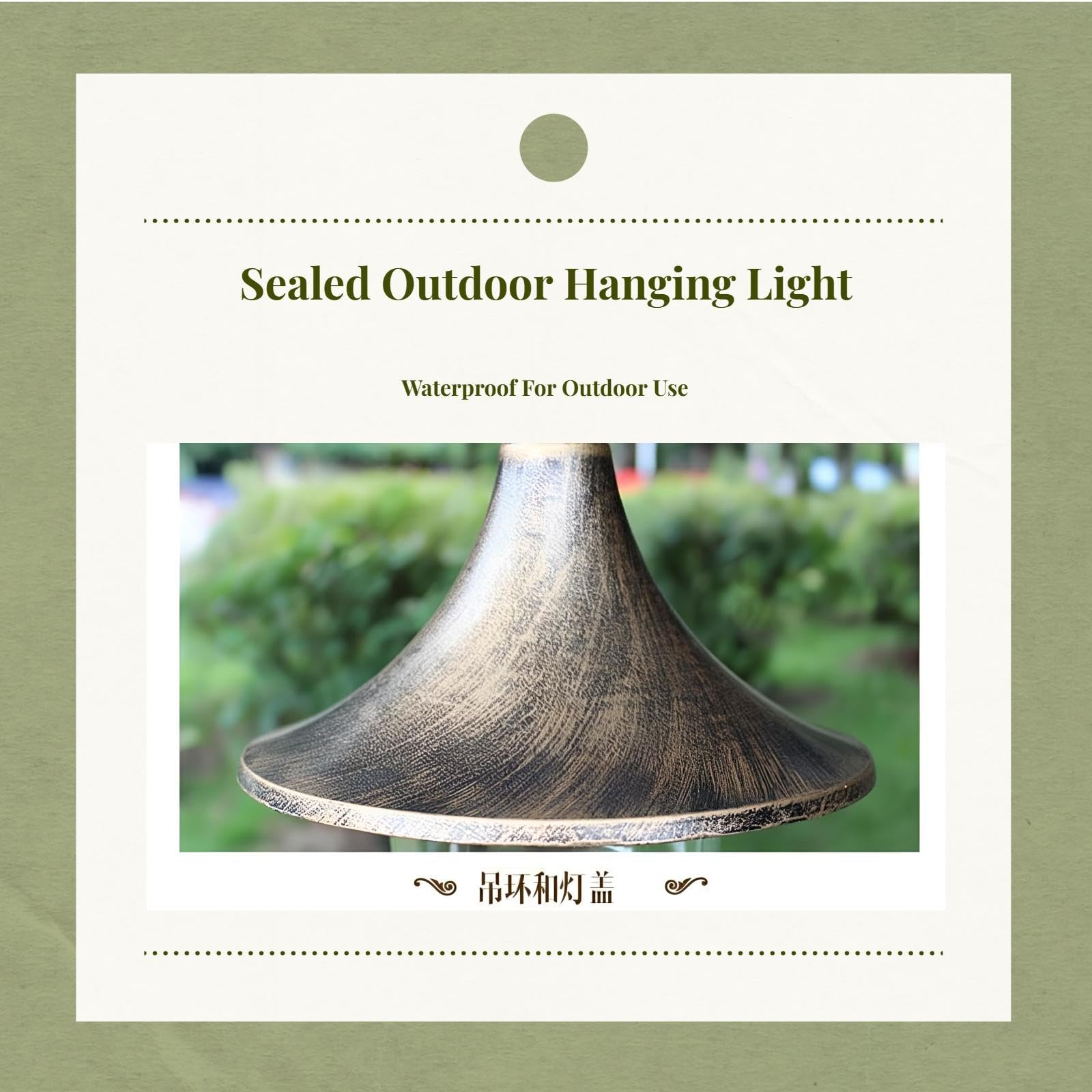 Outdoor Hanging Light, Waterproof Suspended Light Fixture, Patio, Garden, Balcony, European Design, Adjustable Height, Easy Installation Black 16W Tri-Color Bulb-image-45