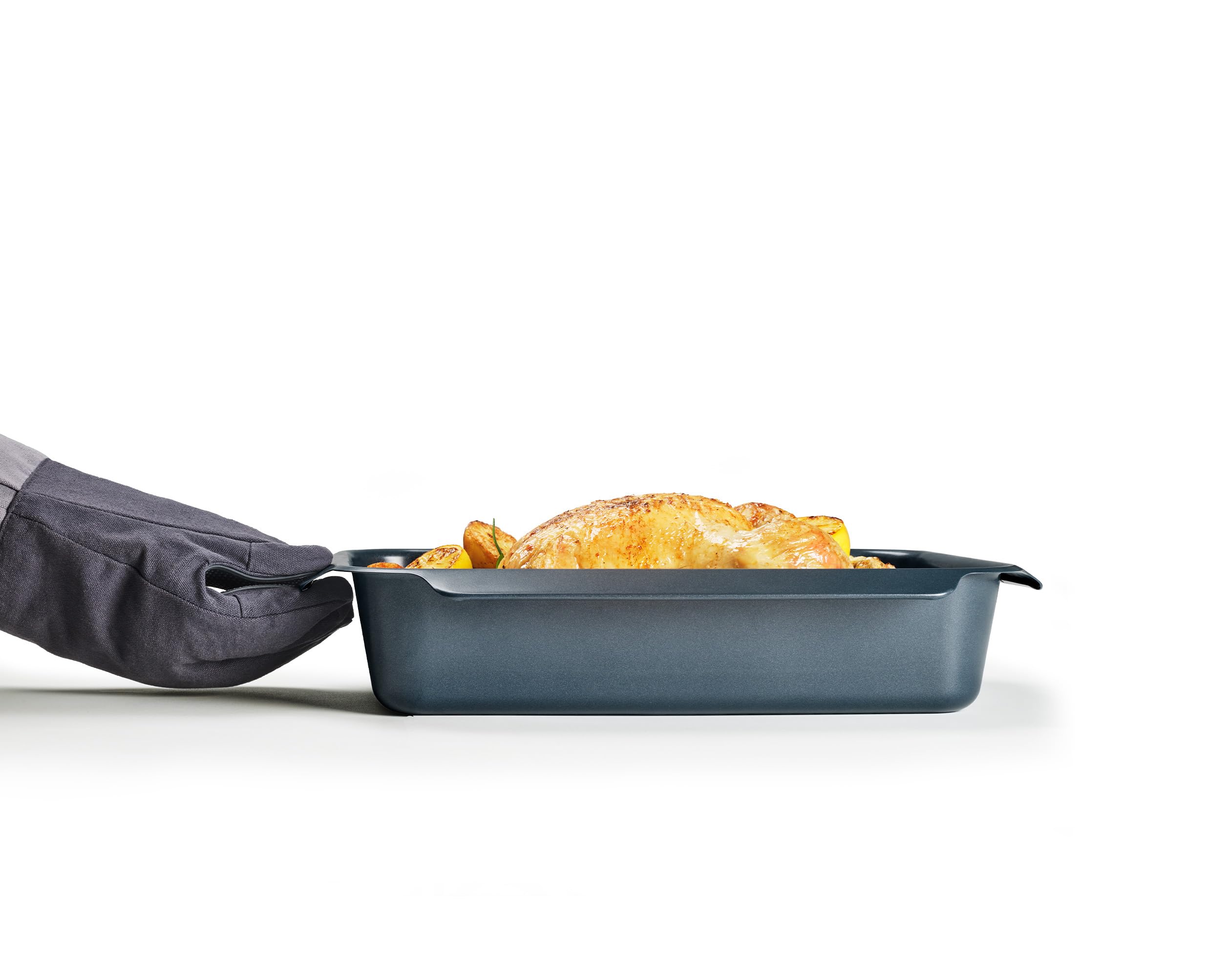 Joseph Joseph Nest 3er Backblech-Set, stapelbar, Antihaft-Karbonstahl, leicht zu ziehende Griffe, platzsparend, 41 x 30 x 9,6 cm, Blau