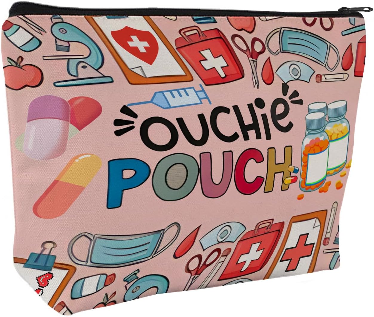 Medicine Storage Pouch with Diabetes, Medicines Bag, and Medical Supply Designs, White Canvas Zipper Cases, Multi-Use Functionality (Gift for Birthdays, Graduation, Christmas) (Style A)
