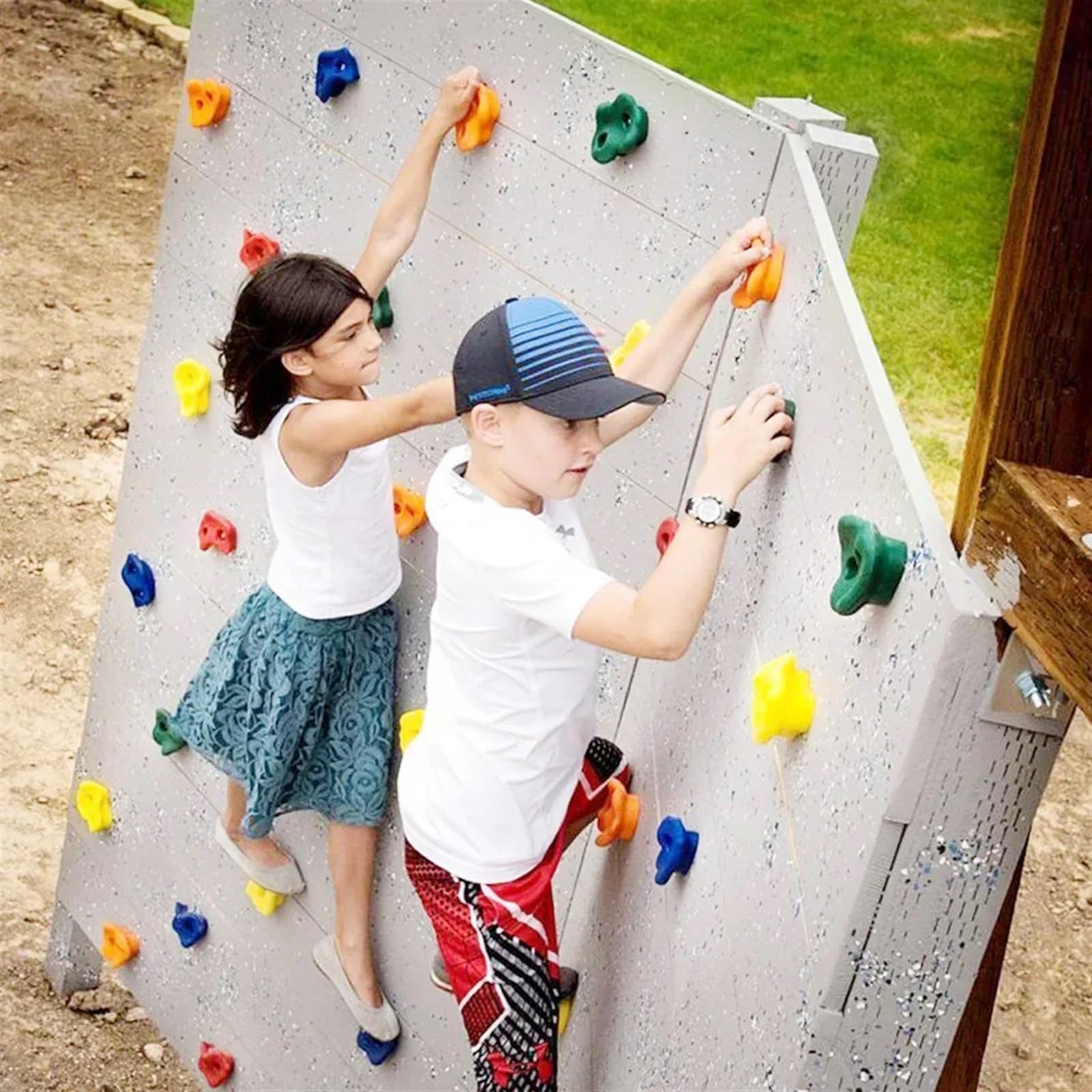 Puntos de Agarre para rocódromos. Muro de Escalada en Roca for Juegos, Pared Madera, Patio al Aire Libre, Juego for Soporte Marco(Colorful 10pcs No Screw)