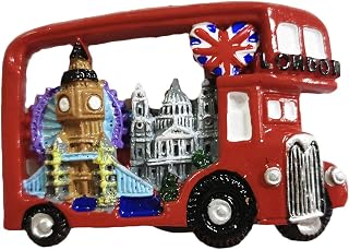 London UK 3D Bus Refrigerator Magnet Resin Travel Souvenirs,Handmade Home & Kitchen Decoration London Fridge Magnet Collection Gift
