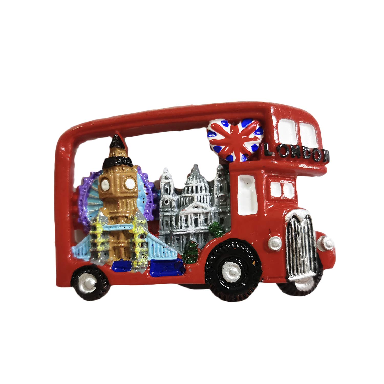Wedarego London England London Uk 3D Bus Refrigerator Magnet Resin Travel Souvenirs,Handmade Home & Kitchen Decoration London Fridge Magnet Collection Gift