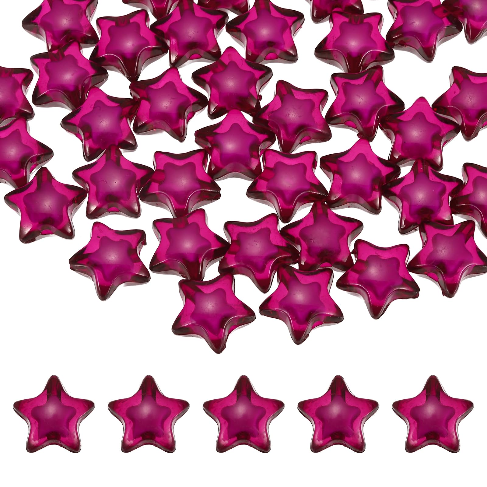 sourcing map 50pcs Acrylic Crystal Star Beads, 18mm Star Shape Charm Spacer Beads for DIY Crafts Jewelry Making Bracelet Necklace Decor Key Chains, Dark Purple