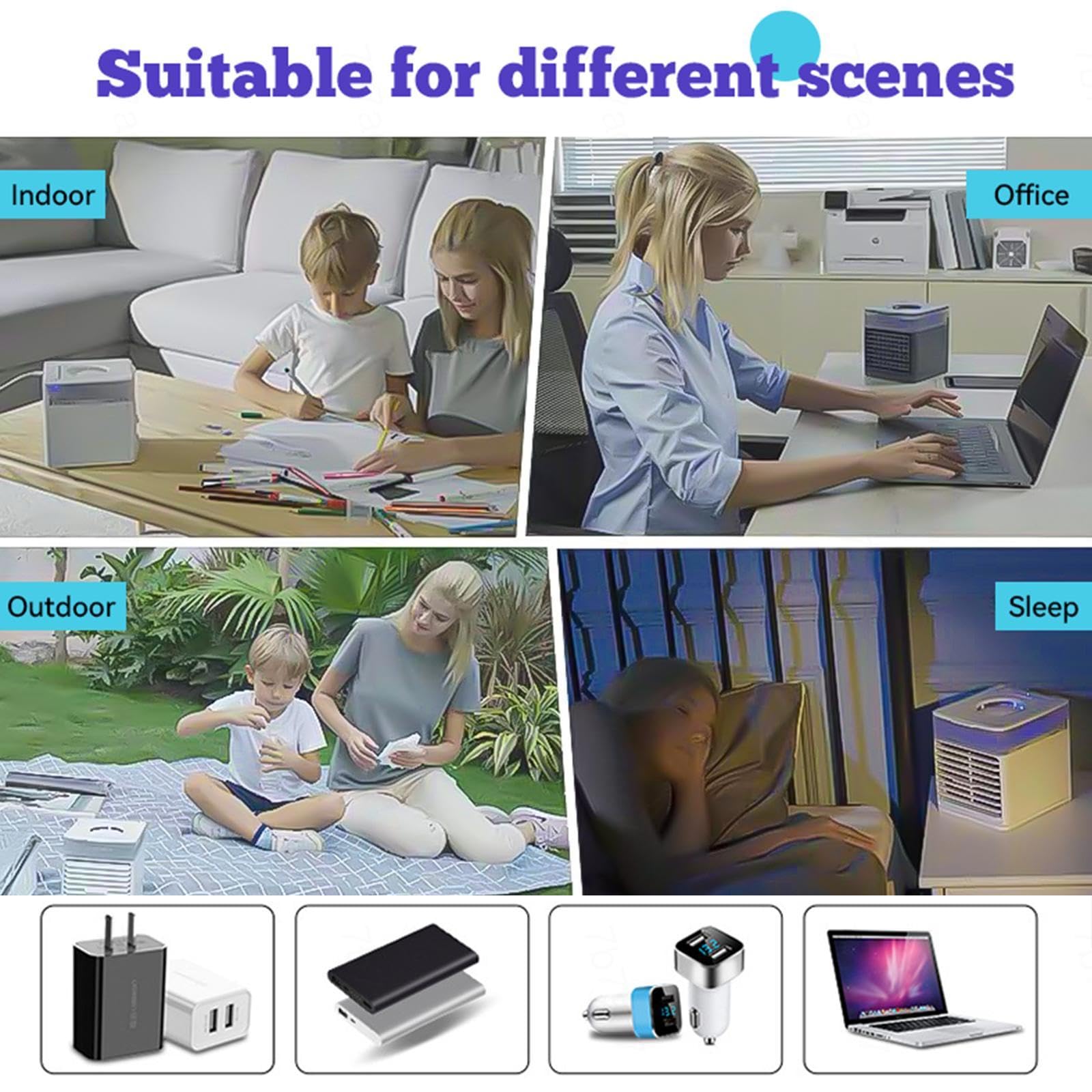 Nebulizador Portatil - Compacto Y PortáTil Air Conditioner Portable - Utilice Solo Agua Limpia Climatizador Enfriador - para RefrigeracióN Silenciosa De La Oficina En Casa