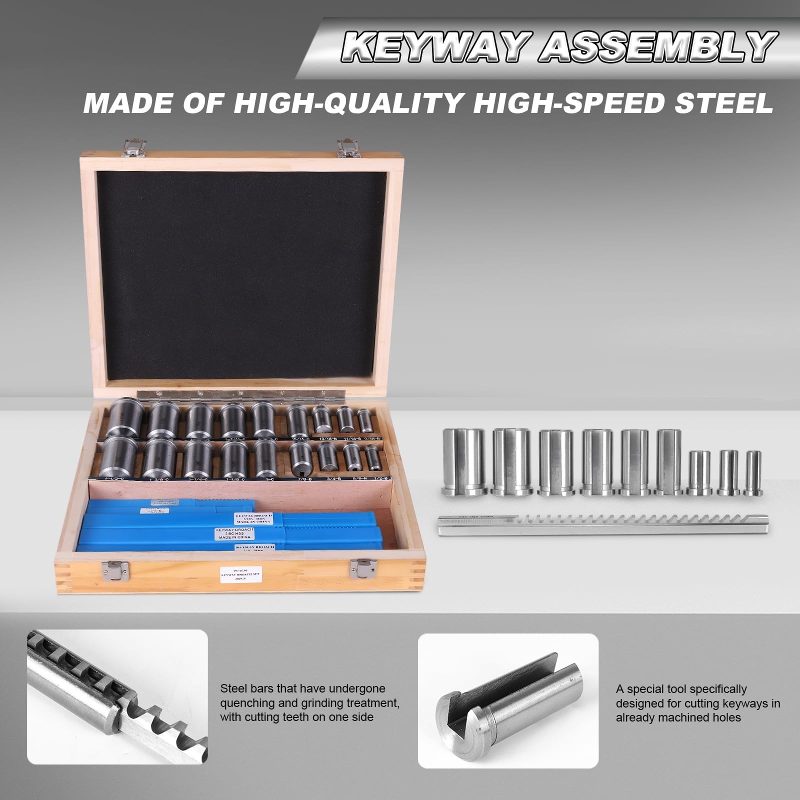 Kit di 30 brocce per chiavi e tornio, 5 brocce, 18 boccole e 7 spessori, adatto per macchinisti professionisti e appassionati di lavorazione dei metalli, kit completo
