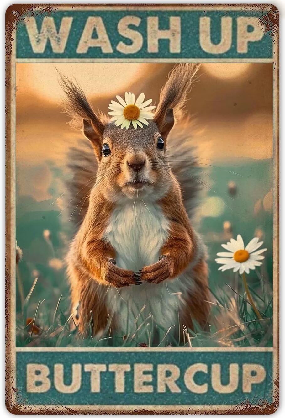 Anceky Squirrel Wall Art Canvas Unframed Funny Bathroom Signs Wash Up Buttercup Modern Print Posters Vintage Canvas Paintings Wall Decor For Cafe Farm Bedroom Bathroom Theater Unframed 20x30 Inch