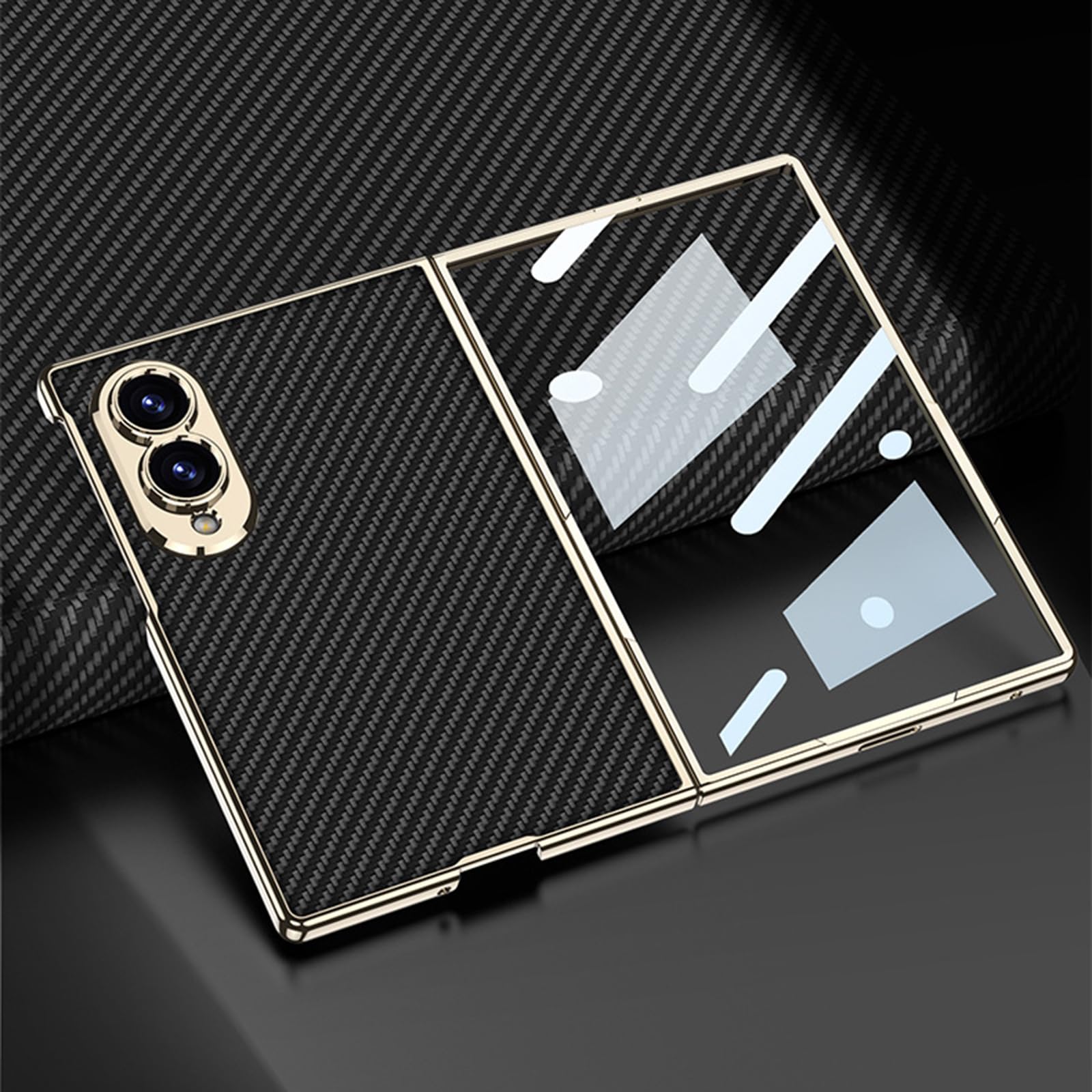 Funda Galvanizada For Samsung Galaxy Z Fold 8, con Protección De Lente De Pantalla Funda Todo Incluido Funda Delgada De Cuero De Lujo For Negocios(Black)