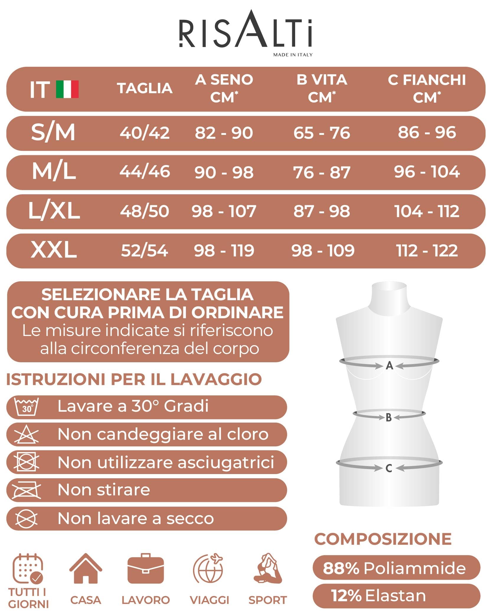 Risalti Canotta Donna Modellante Spalla Larga - Canottiera Donna Microfibra Elasticizzata, Top Intimo Modellante Senza Cuciture ed Etichette, Body Contenitivo, Traspirante - Made in Italy