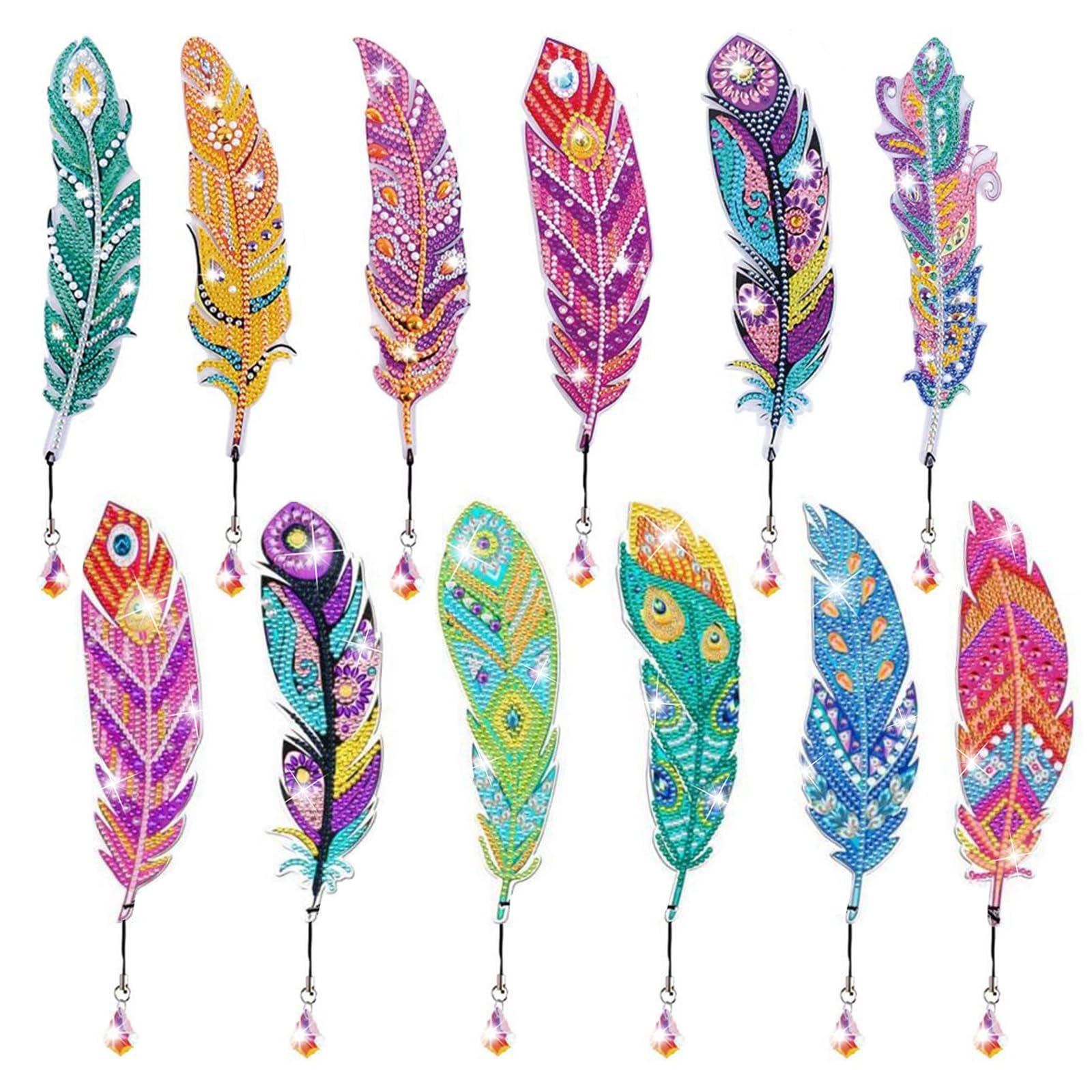 Diamond Painting Lesezeichen Set 2 Stück | DIY Einhorn Eule Mit Kristall Anhänger