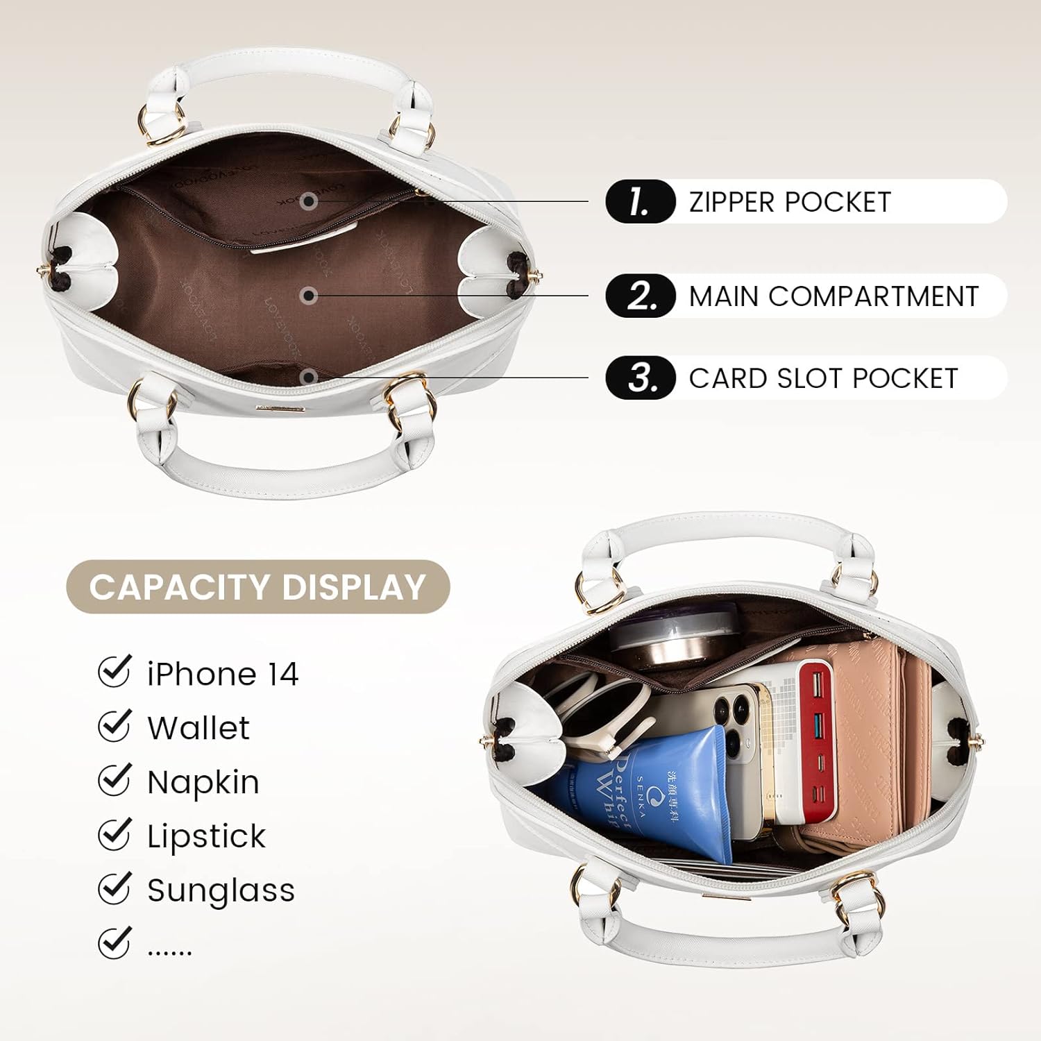 LOVEVOOK Purse for Women Small Crossbody Bags Classic Double Zip Top Handle Dome Satchel Bag - Image 5