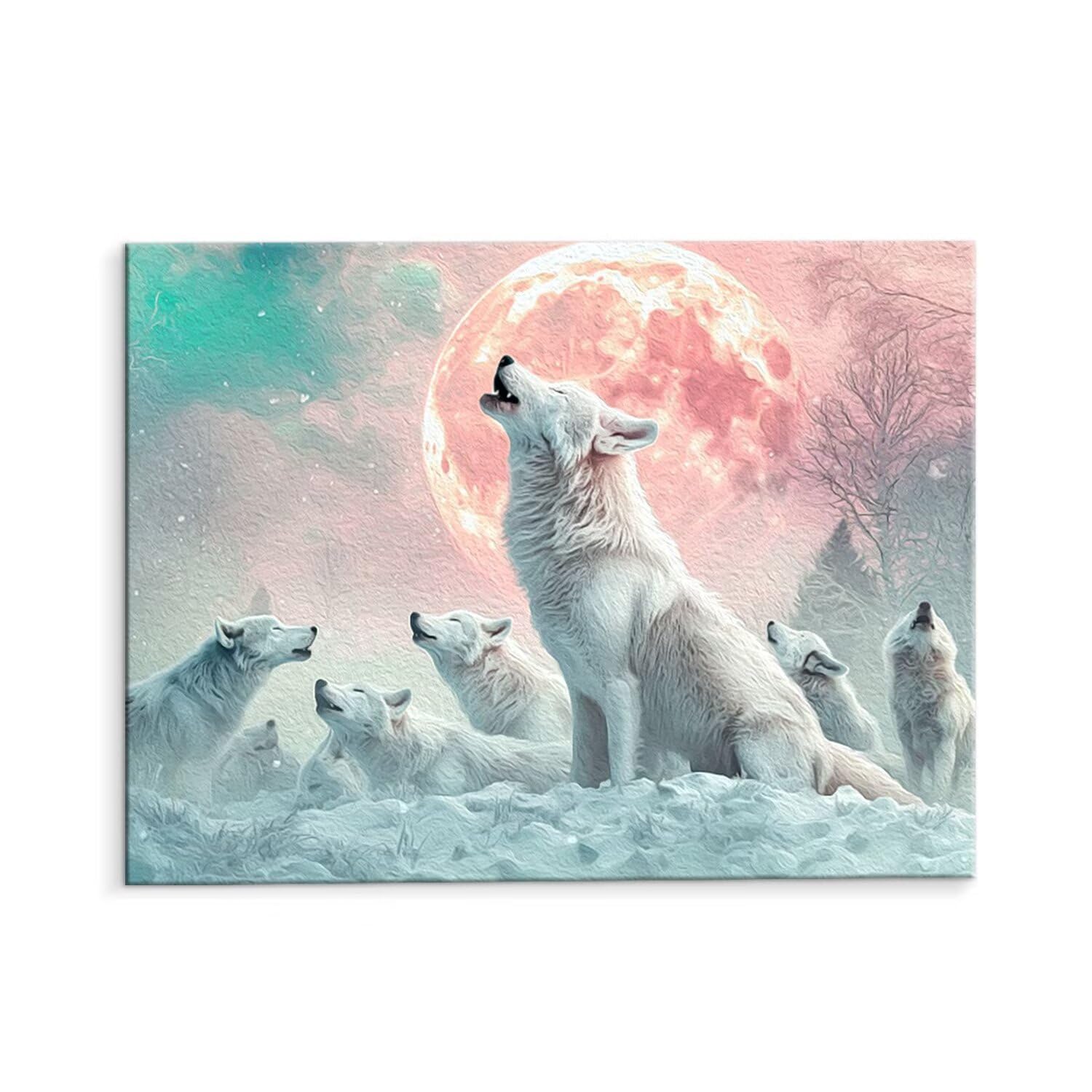 Paint by Numbers Kit for Adults Beginner & Kids Ages 8-12, Wolf Paint by Number Kits on Canvas Without Frame, DIY Number Painting Crafts for Adults for Home Wall Decoration Gift 24x32 Inch G-573