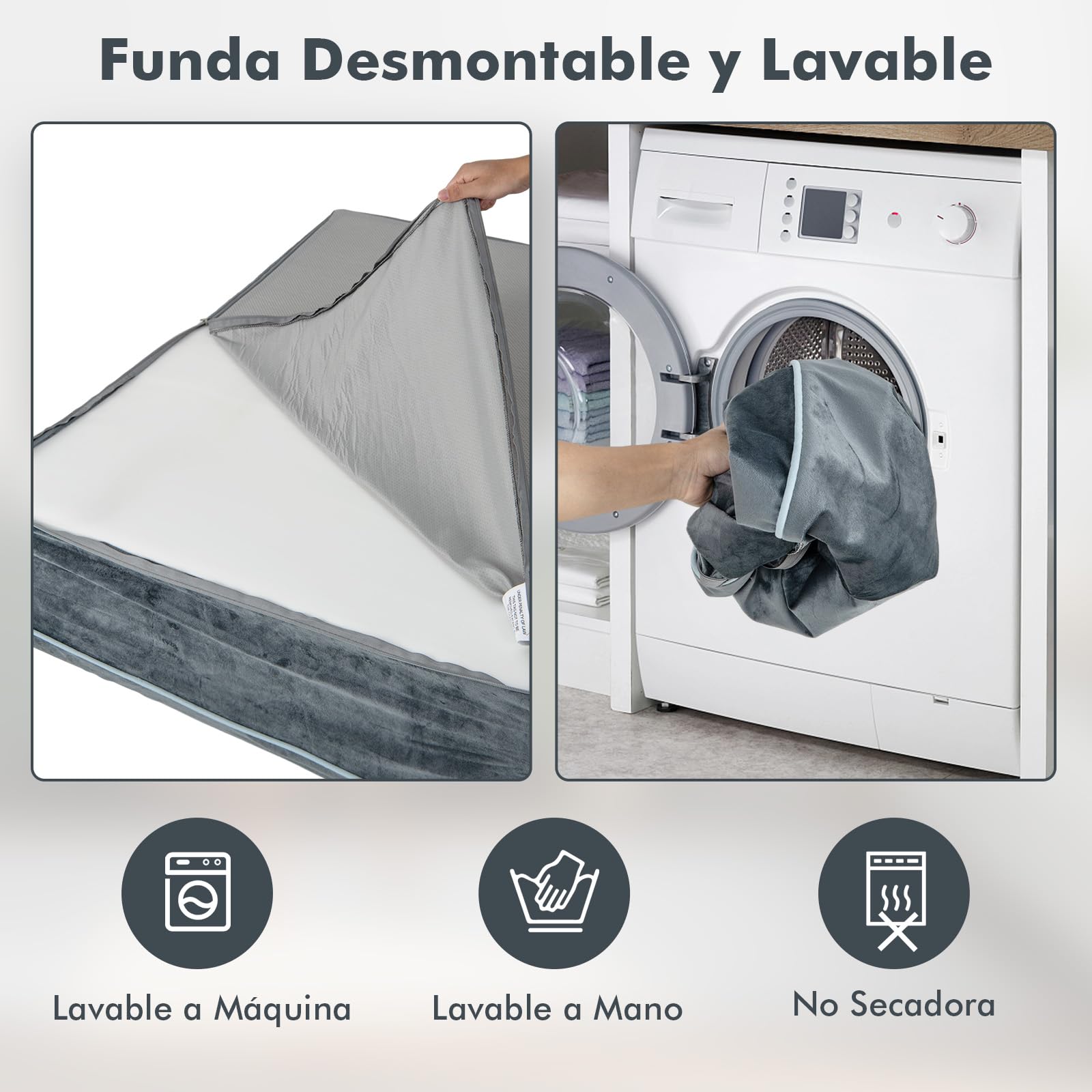 GOPLUS Cama Ortopédica para Perros, Cama Grande de Espuma Viscoelástica de Grafeno para Mascotas, Reposacabezas, Funda Extraíble y Lavable, Fondo Antideslizante, Sofá de Interior para Perros, Gris