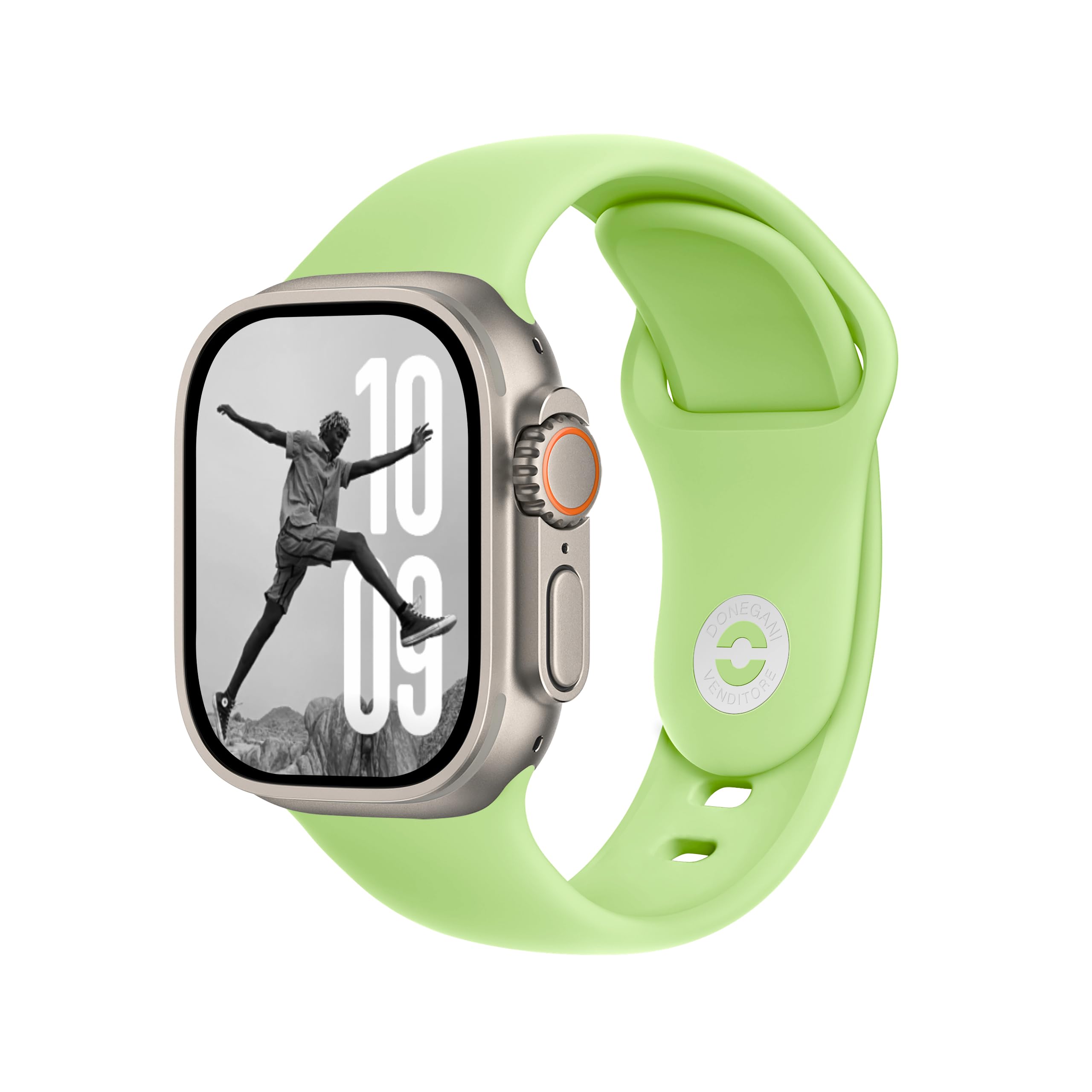 DONEGANI SB Cinturino per Apple Watch Ultra 2 49mm, Serie 10 46mm, 9 8 7 45mm 41mm, SE 6 5 4 44mm 40mm, 3 2 1 42mm 38mm Band Bracciale Sport Silicone, Verde Chiaro