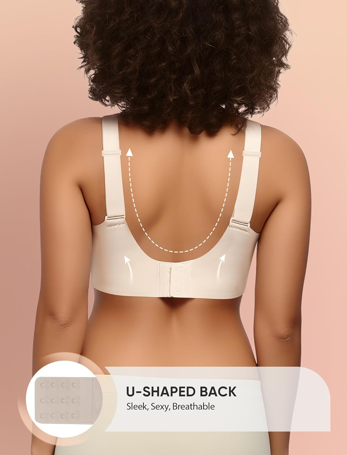 Wireless Bras for Women Seamless Supportive V Mesh Bralette Minimizers Comfortable Tshirt Bra for Older Women - Image 4