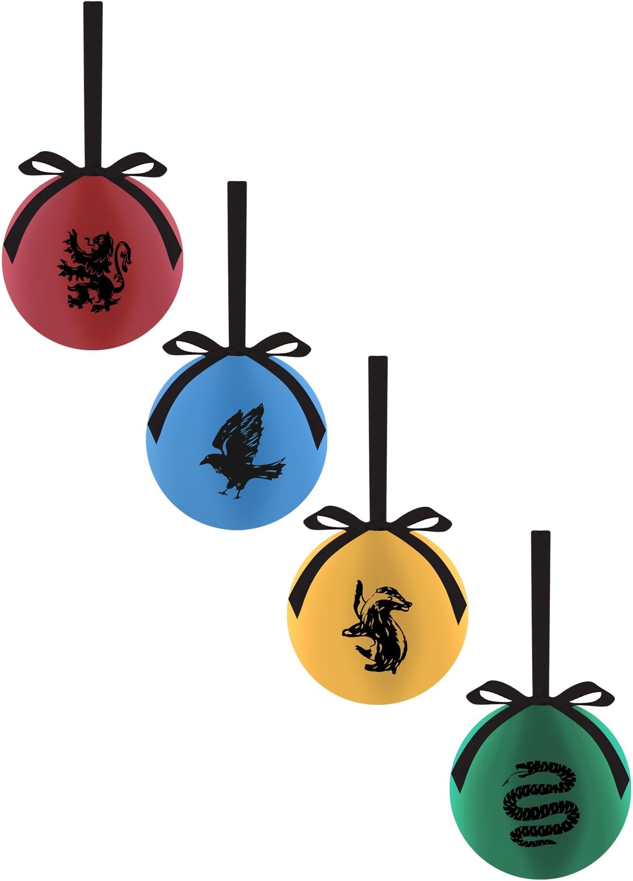 Harry Potter Christmas Baubles Pack of 4 all houses Gryffindor,Hufflepuff, Ravenclaw Slytherin by DivasWorld