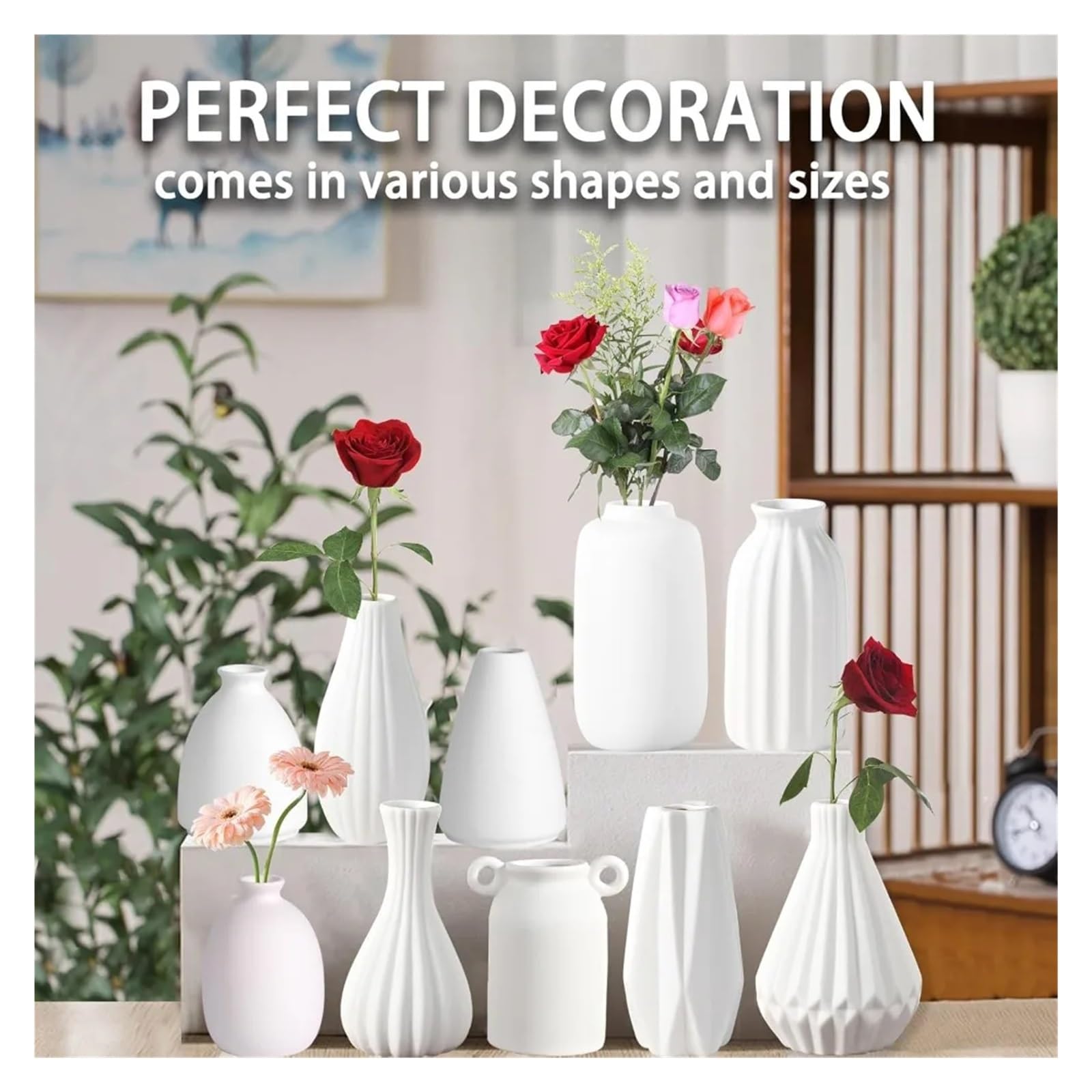 Kleine Keramikvase 5'' weiße Keramik-Knospenvasen, 20er-Set, klein in großen Mengen for Blumen, Mini for Tafelaufsätze, modern for Blumen(10pcs-02)