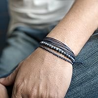 Vista 220 de Handmade Natural Stone Beaded Healing Bracelet Gift for Men Adjustable Rope String Bracelet