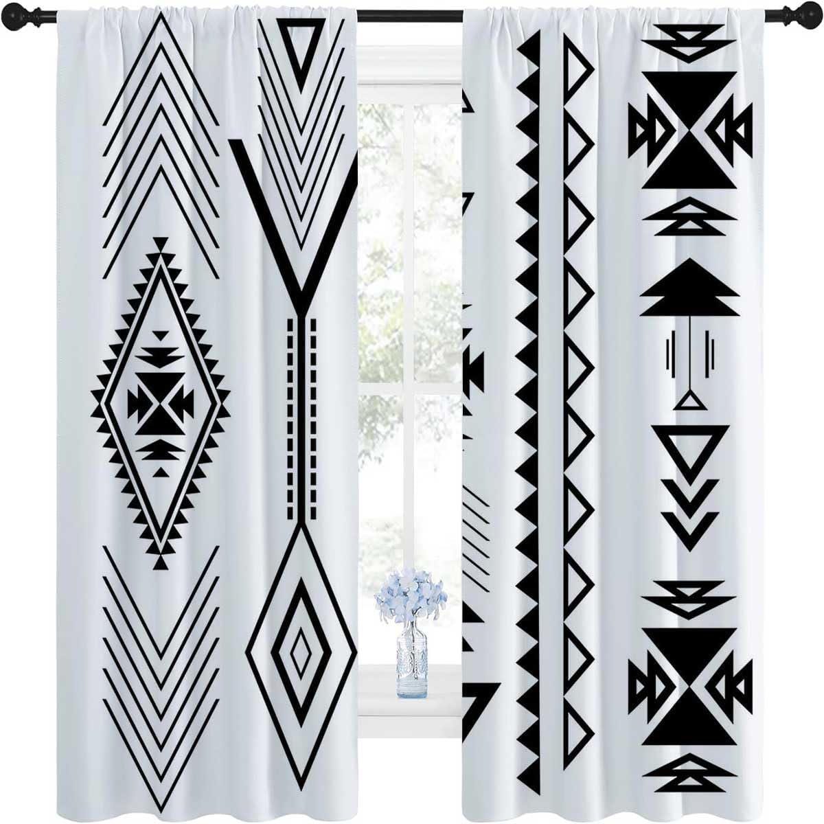 White Bohochic Window Curtains Living Room Rod Pocket Curtian Closet
