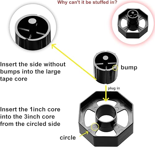 Vista 7 de IHOMECOOKER Dispensador de cinta adhesiva para escritorio (se adapta a núcleos de 1 y 3 pulgadas) con base antideslizante ponderada, color negro