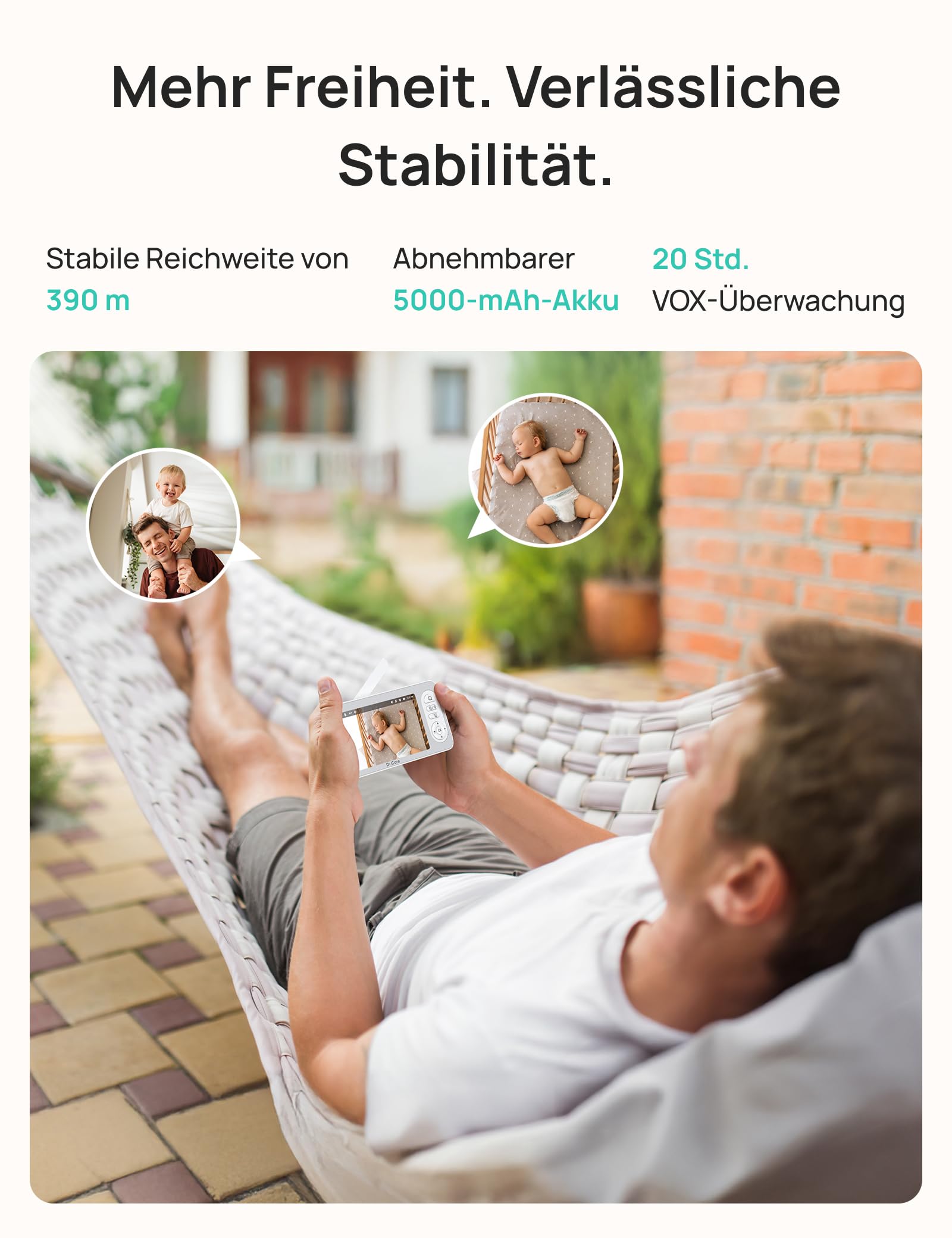 Dr.Care LumiView Plus Smart WLAN Babyphone – 5,5" 1080P FHD & 2K Kamera, Privatsphärenmodus, Multi-User, 5000mAh Akku, RGB Nachtlicht, Bewegungs- & Weinenalarm, App-Steuerung (2 Kameras + 1 Monitor)