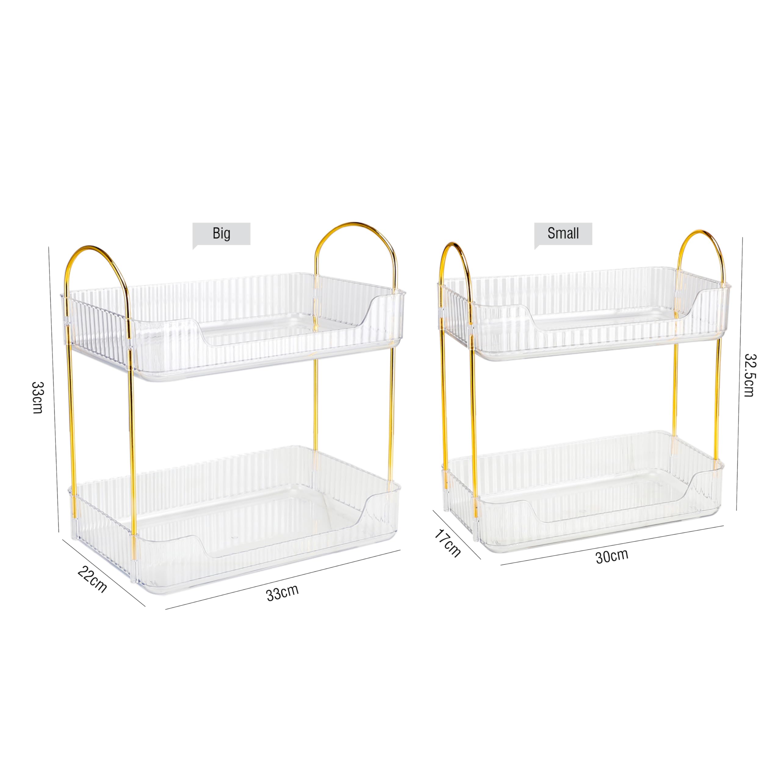 Nayasa Plastic Makeup Organizer Small | Two Tier Vanity Organizer | Make-up, Cosmetic, Jewellery, Skincare Storage Box | Multipurpose Storage Rack| Bathroom, Bedroom, Dressing Table | Transparent 3