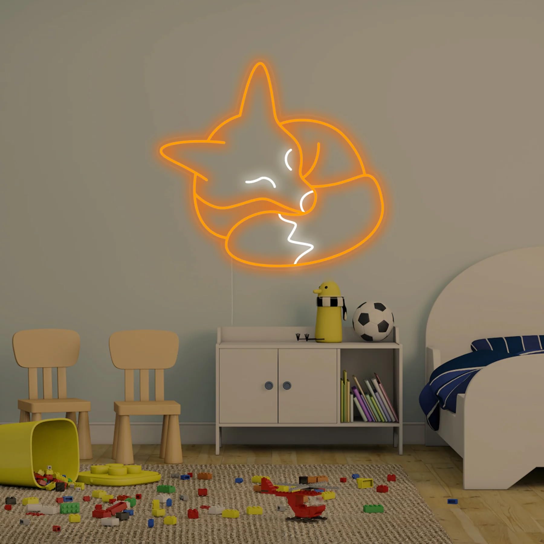 Letrero Zorro Dormilon Cartel Luminoso LED Escaparate, Decoración de Pared en Metacrilato, Luz Brillante, aproximadamente 50X50cm alimentación 12v