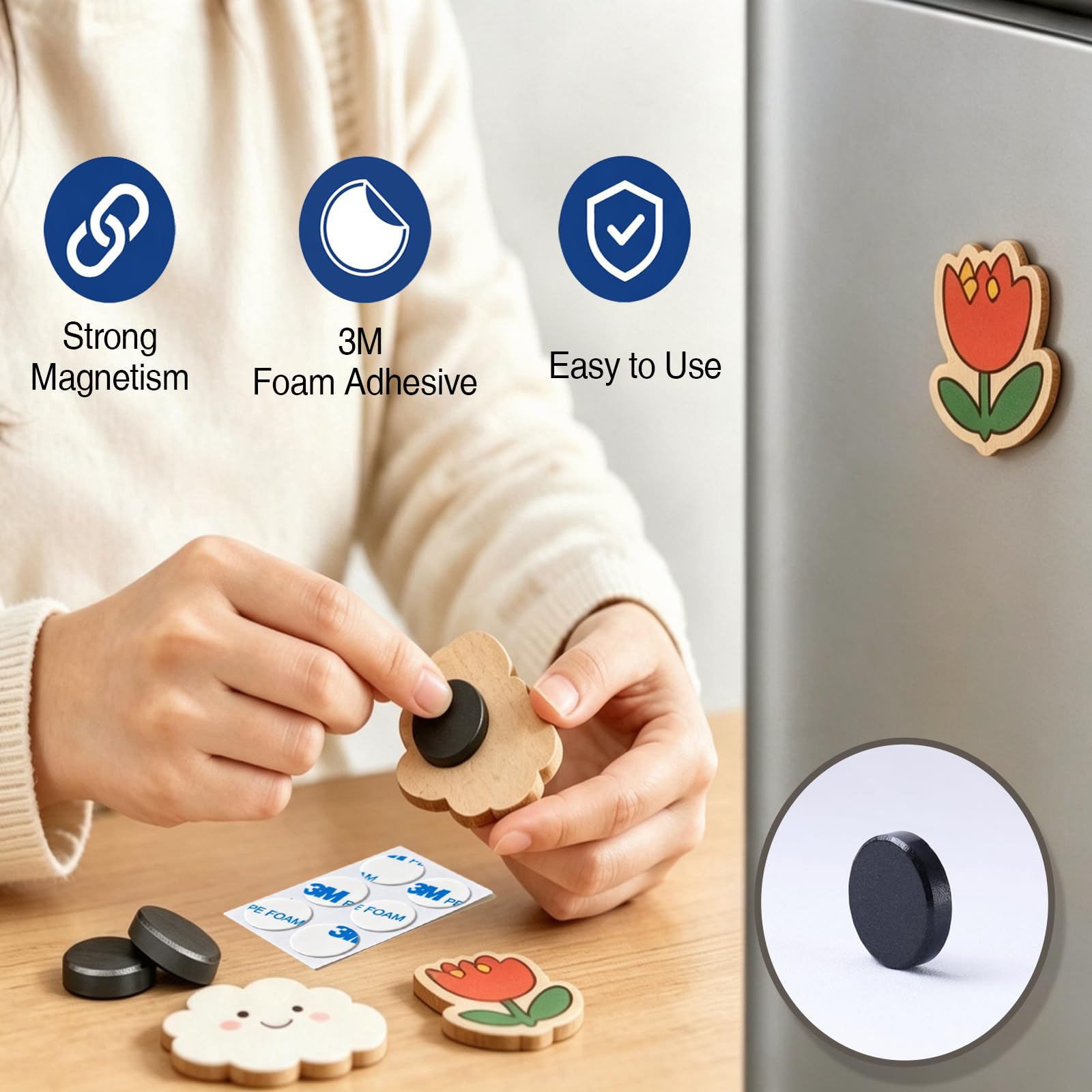 Ceramic Magnets for Crafts on Refrigerator(Round 0.7x0.12-45 PCS) — Amazon image 4