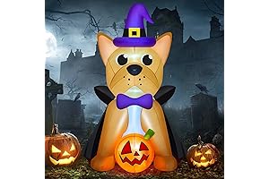 MICOCAH 5FT Inflatable French Bulldog, LED Light Up Halloween Inflatables