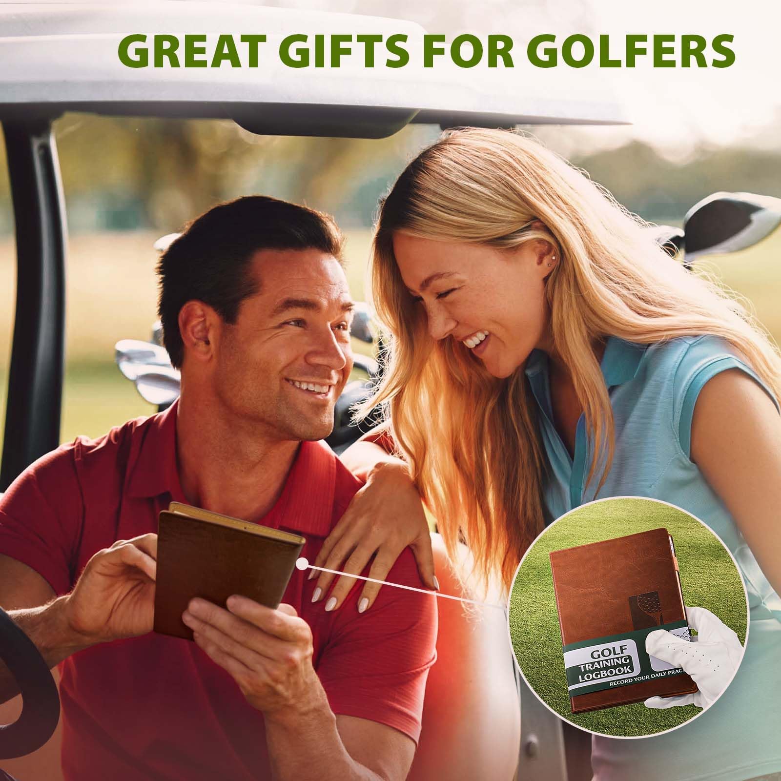 Hihealer Libro de puntuación de golf con lápiz, diario de golf de cuero, cuaderno de registro, libro de puntuación, accesorios de golf, día del padre, regalos para hombres, mujeres, golfistas