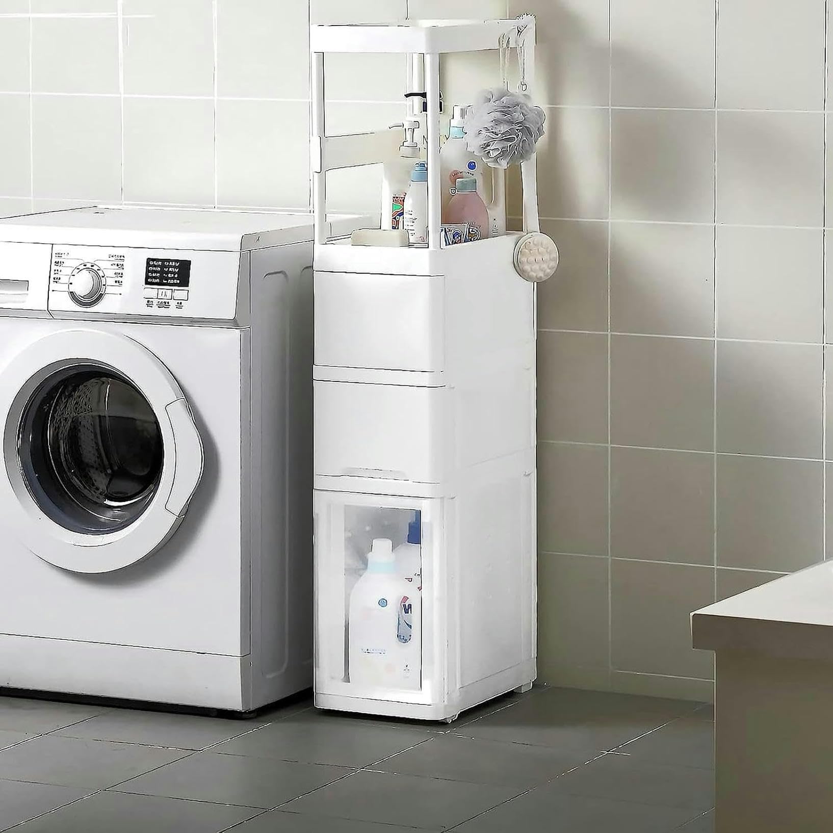 Cajones de almacenamiento apilables con ruedas, estrechos, delgados, independientes, Torre de almacenamiento, impermeables, laterales, para baño, cocina, estudio, armario