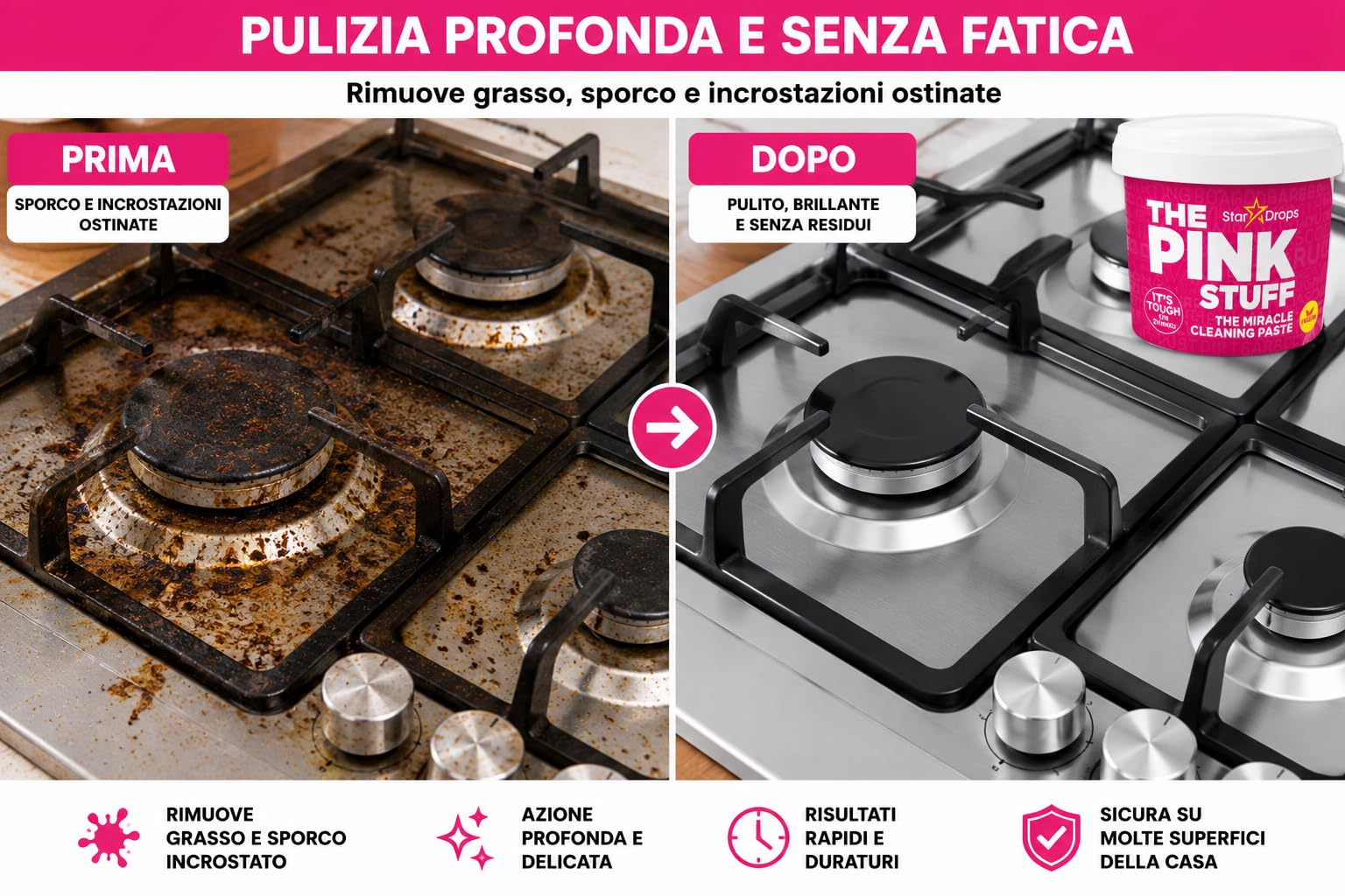 The Pink Stuff Pasta Detergente Multiuso 12 x 850 g Kit Convenienza | Confezione da 12 pezzi ideale per uso domestico e professionale, perfetta per pulizie frequenti su numerose superfici.