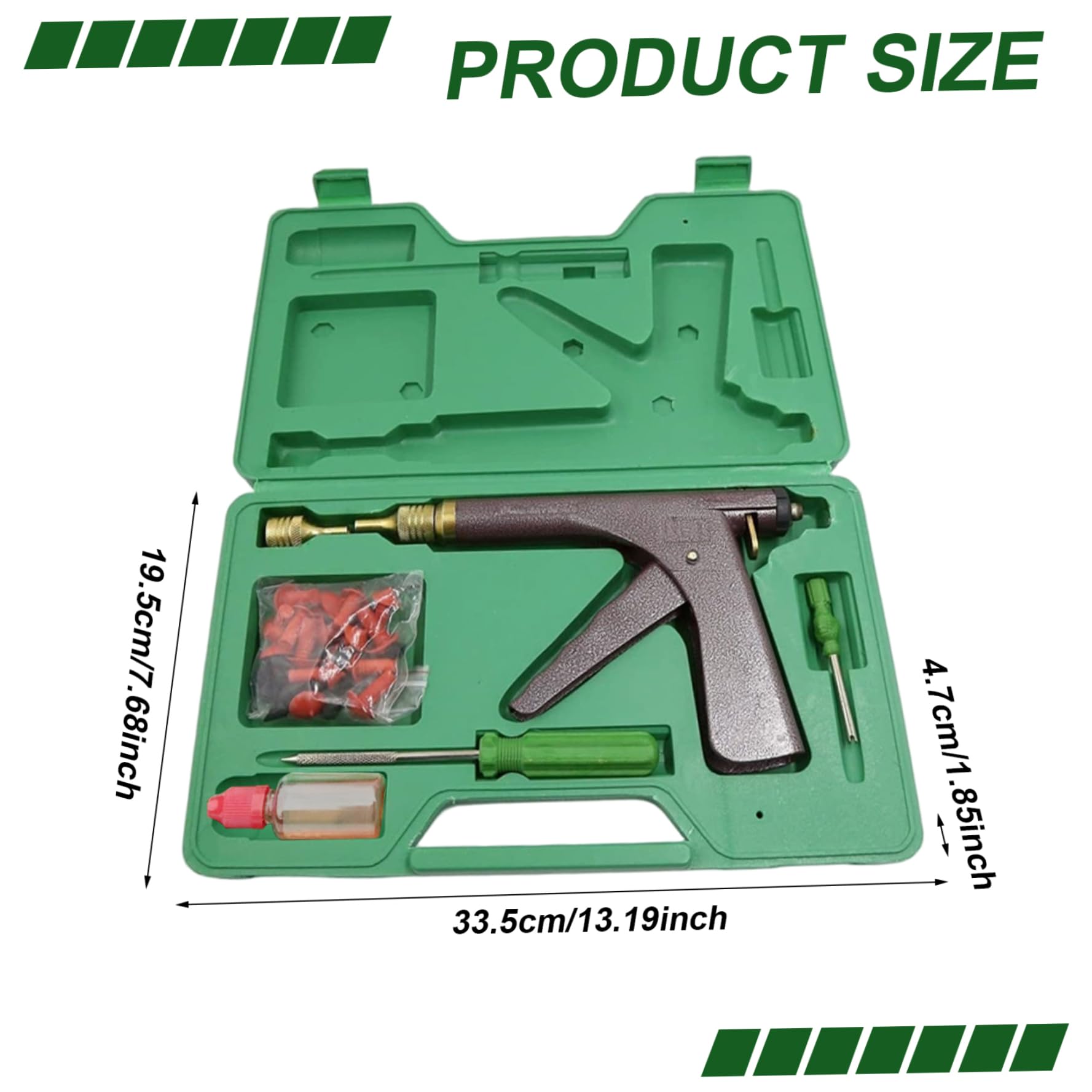 Kit spina per pneumatici, kit di riparazione dei pneumatici pistola in metallo robusto con accessori per forature per e appartamenti su auto motociclette, riparazioni