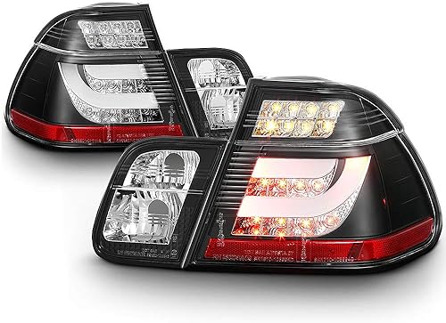 ACANII - Para BMW E46 Serie 3 3 Sedán de 4 puertas, luces traseras LED negras Lumileds con tira LED izquierda y derecha 2002-2005