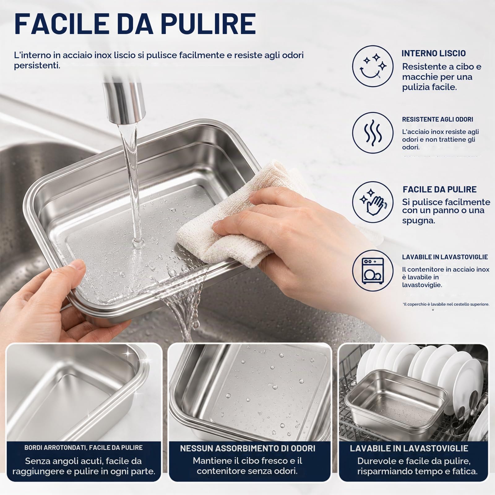 5 Pcs Contenitori Alimenti Acciaio Inossidabile per Alimenti 650ml