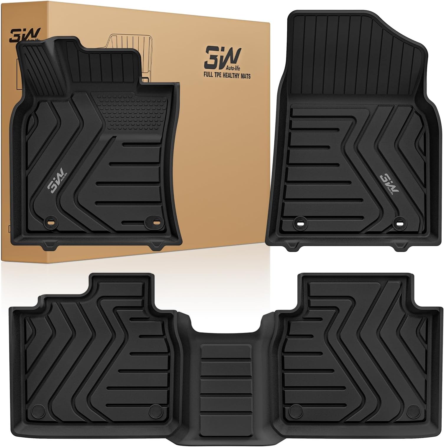 Floor Mats Fit Lexus ES (2019-2024 ES350/ES300h & 2025 ES300h/ES Hybrid), TPE All Weather Custom Fit Floor Liner for Lexus ES (Only Fit FWD) 1st and 2nd Row Car Mats, Black