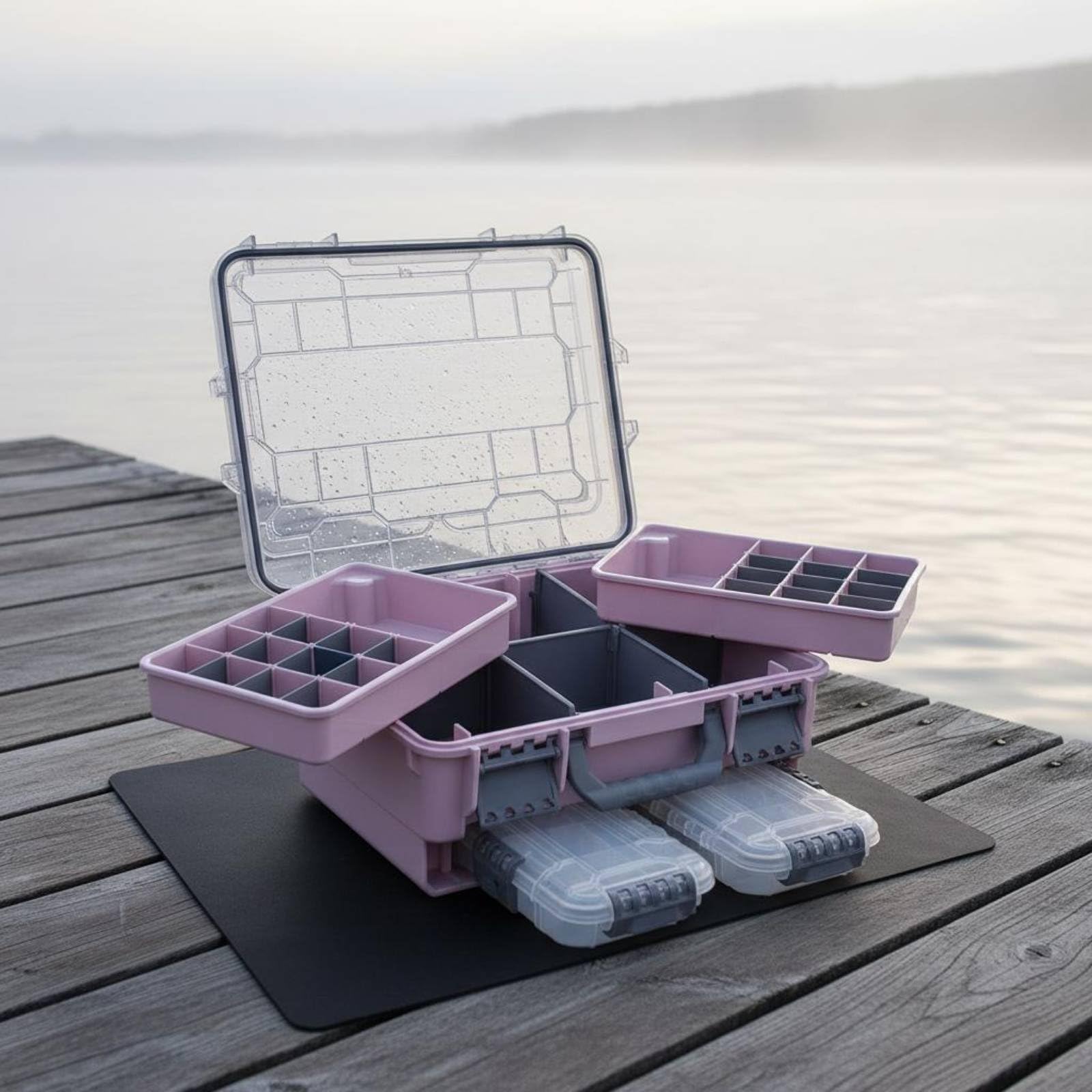 predolo Custodia Impermeabile da Pesca Scatola Porta Esche Ami E Piccoli Accessori con Divisori Mobili Struttura Sigillata Coperchio a Scatto in Solido Adatta, Blu