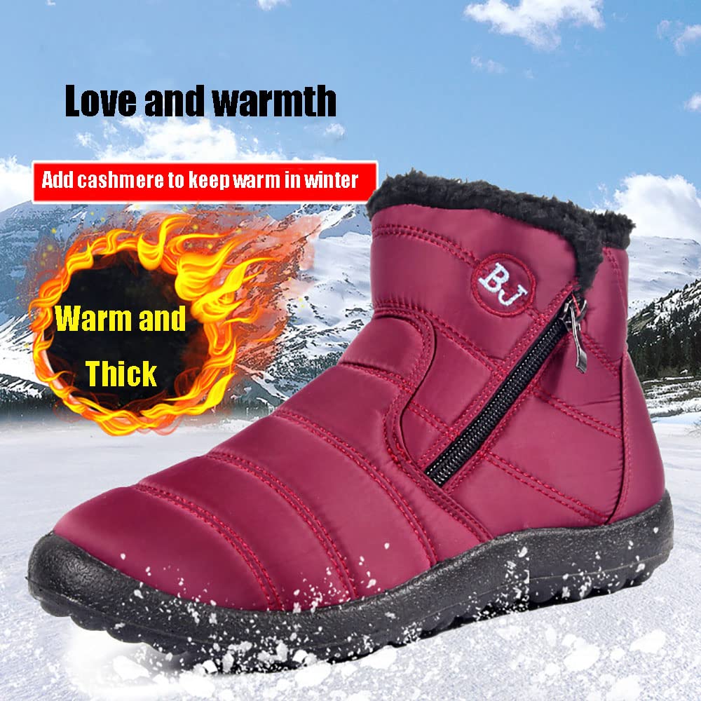 Boojoy Bottes d'hiver chaudes à enfiler pour homme et femme (43, Noir-a)