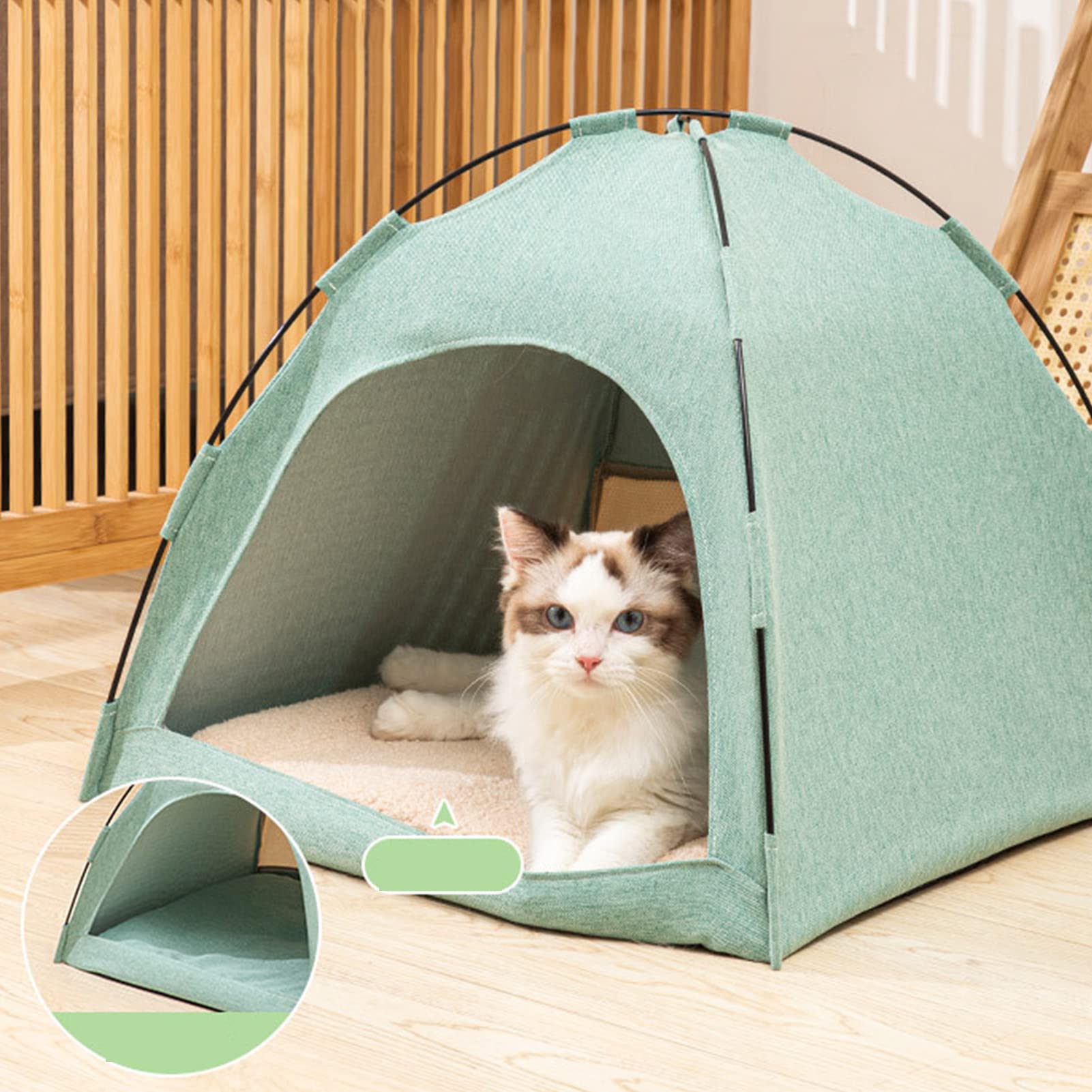 Tente Chat, Grande Maison pour Chien Nid Confortable et Lavable Chat Tente D'intérieur et D'extérieur Portable pour Chats, Chiots et Autres Petits Animaux (S) (Green)