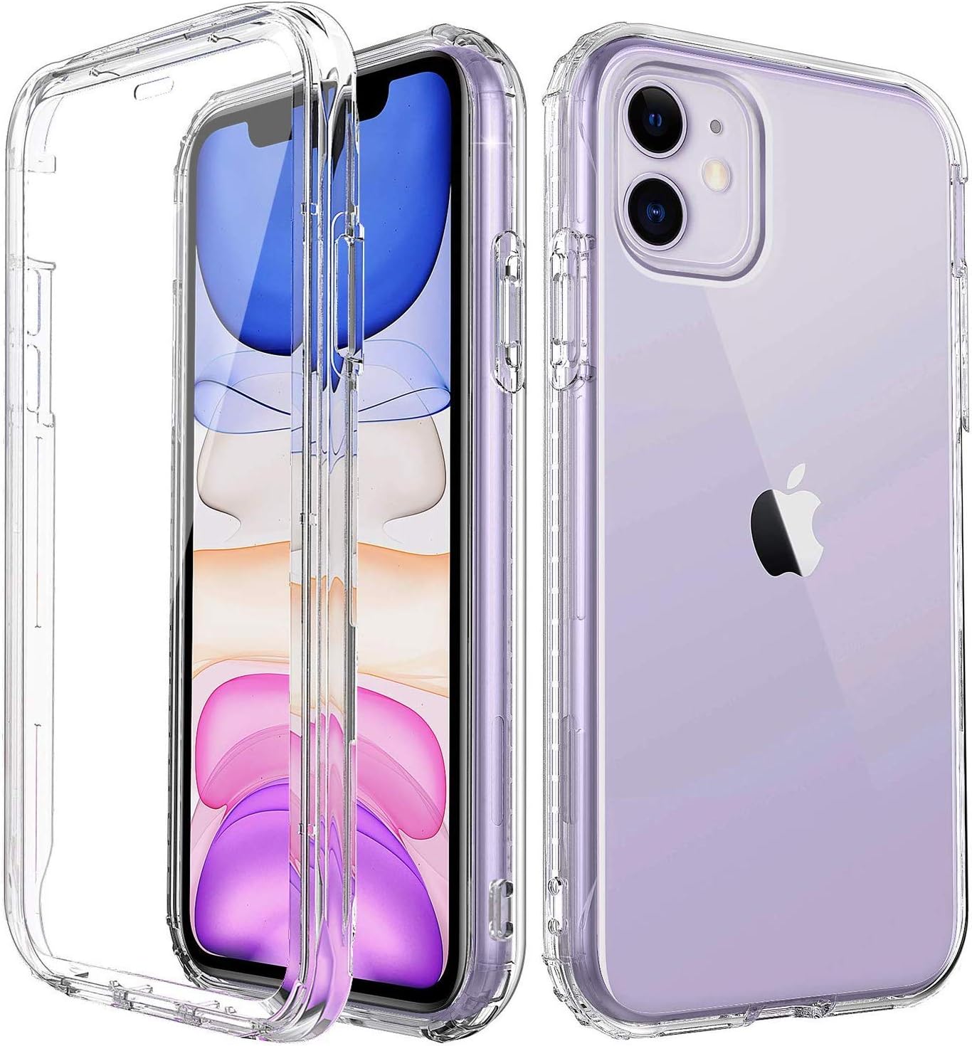 iPhone 11 Shockproof Case with Built-in Screen Protector, Rugged Anti-Drop Anti-Scratch Full-Body Protective Phone Case, [Premium Quality] Dual-Layer Bumper Clear Case Cover 2019(6.1")