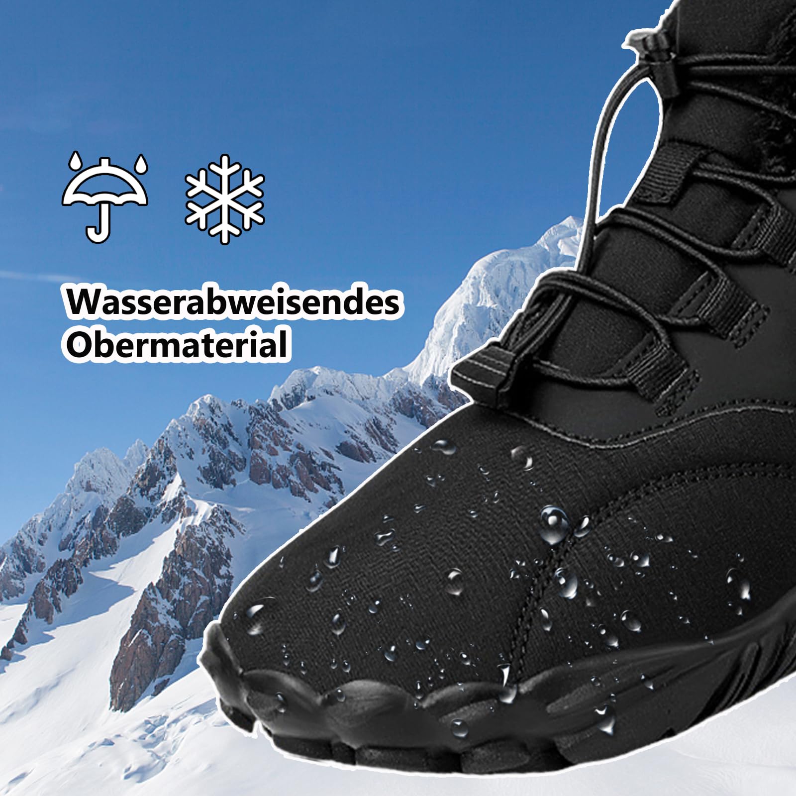 Orgonite Buty do chodzenia boso, damskie, męskie, zimowe, odporne na działanie wody, z podszewką, ciepłe buty zimowe do aktywności na świeżym powietrzu, wędrówek, na kemping, do wspinaczki górskiej