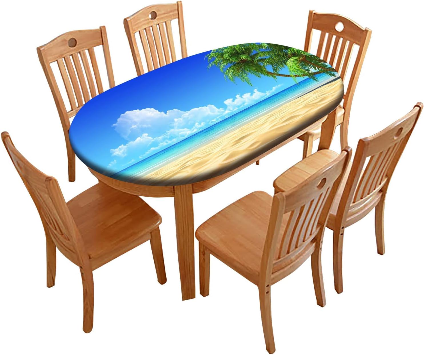 RenteriaDecor Summer Fitted Tablecloths Oval, Palms on