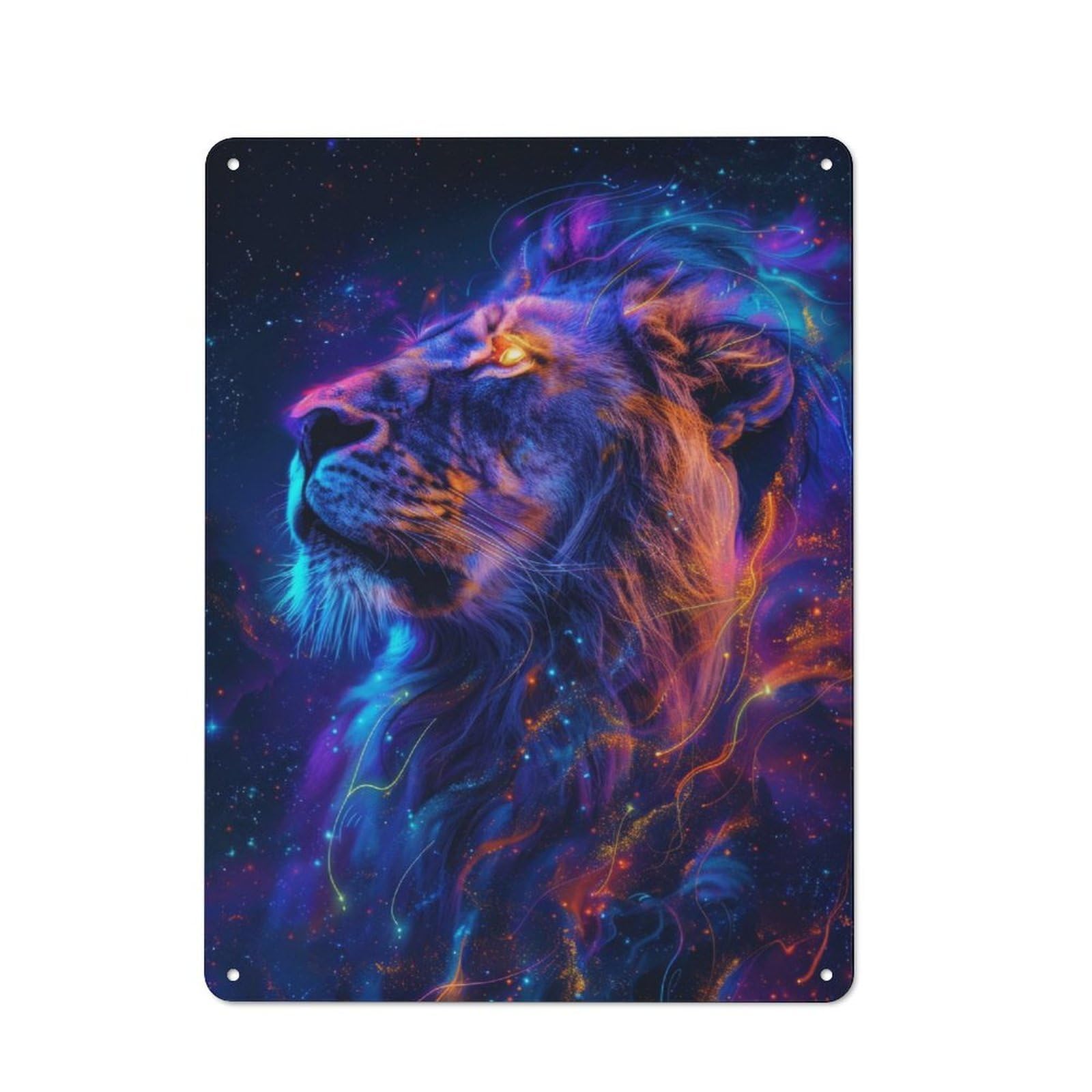 Junmoney Lion Space Animal Tin Wall Plaque 40X30cm With For Bar Or Restaurant, Suited To Bar Decor Enthusiasts
