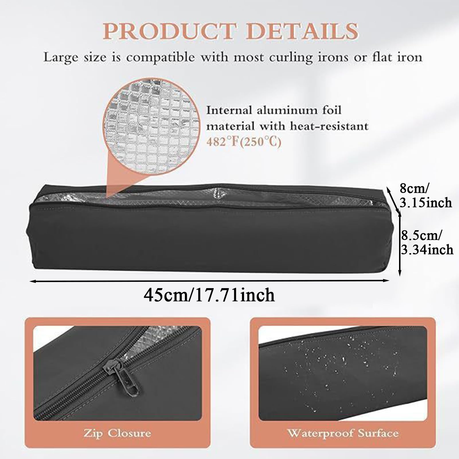 Estuche de viaje de plancha plana, organizador de alisador de pelo, bolsa de rizador resistente al calor para el lugar de trabajo, gimnasio, cepillo de viaje, cajón cosmético, tocador, equipaje, hogar