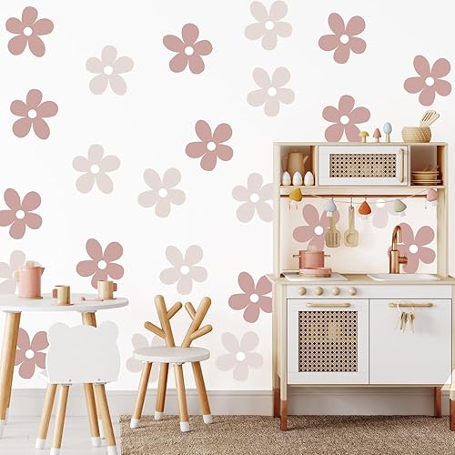 Miniatura 4 de 36 calcomanías de pared con margaritas bohemias, calcomanías de pared para despegar y pegar, calcomanías florales para guardería, dormitorio, sala